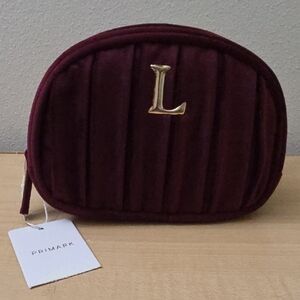 Primark Maroon Cosmetic Bag with Gold Initial